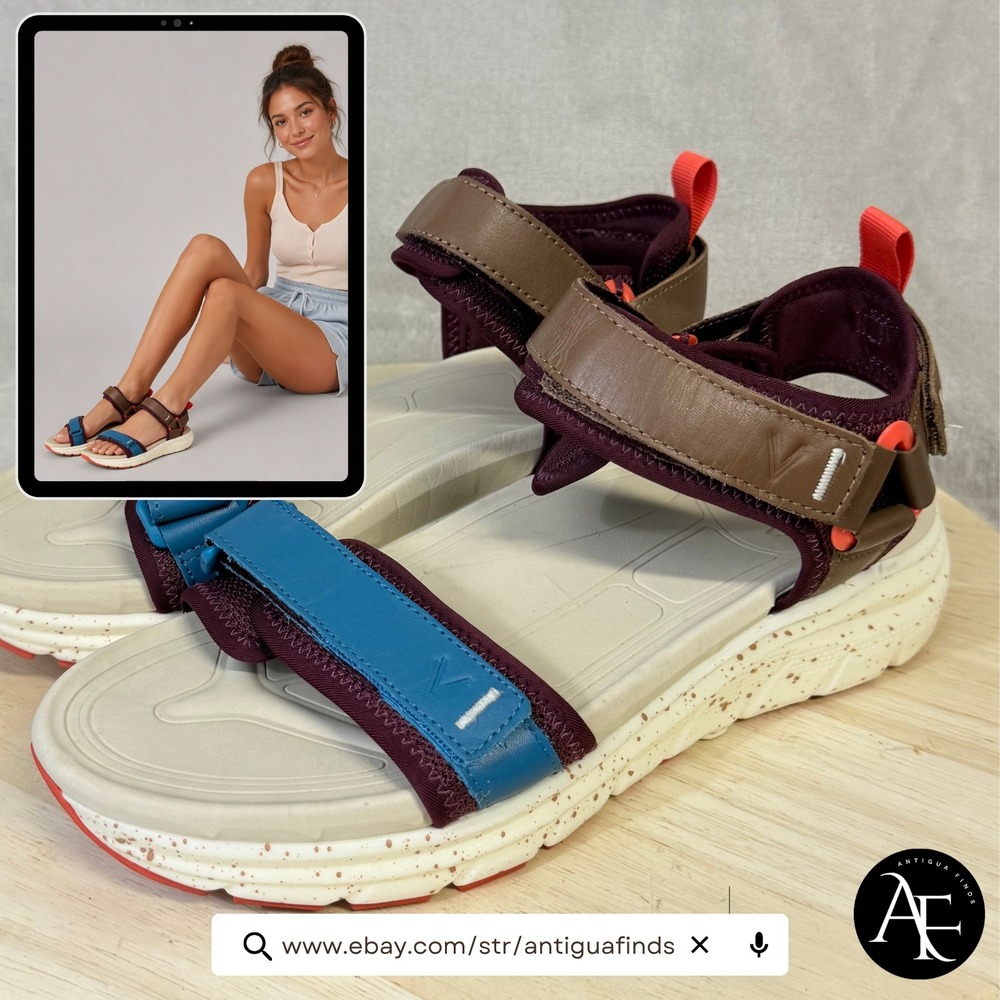 Vionic WMX Wanderer Sandals Women 9 Burgundy Blue Brown Strappy Athletic Hiking